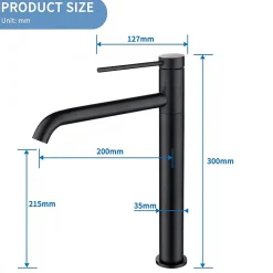 Robinet Lavabo Et Vasque|Homelody Noir Mitigeur de Lavabo Robinet Salle de Bain Haut Robinet pour Vasque Bec Pivotant en Inox SS304 pour Salle de Bain