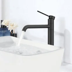 Robinet Lavabo Et Vasque|Homelody Noir Mitigeur de Lavabo Robinet Salle de Bain Haut Robinet pour Vasque Bec Pivotant en Inox SS304 pour Salle de Bain