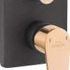 Invena Noir/Or Rose Laiton Mur Cache Melangeur Douche Robinet Simple Levier Unique avec Bouton Douchette/Pluie