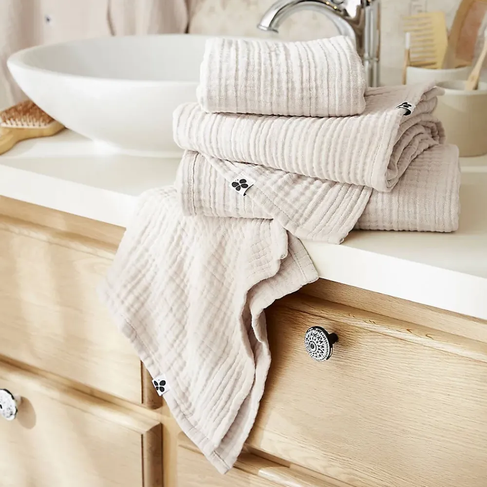 Serviette De Toilette|Altobuy OUREA - Serviette de Toilette 50x90cm Gaze de Coton Pampa