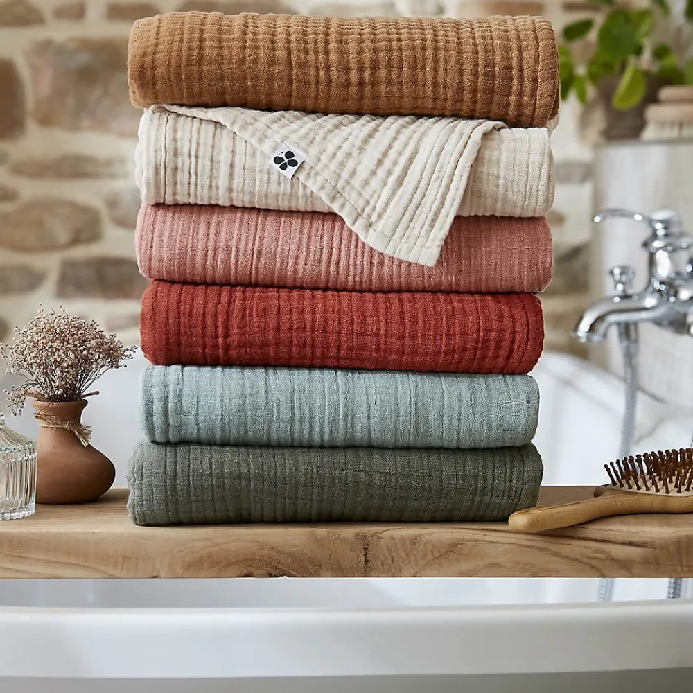 Serviette De Toilette|Altobuy OUREA - Serviette de Toilette 50x90cm Gaze de Coton Pampa
