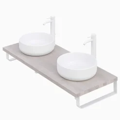 Plan De Travail Salle De Bains|T-Bath Pack 2 supports porte-serviettes pour plan de toilette - blanc mat