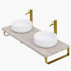 T-Bath Pack 3 supports porte-serviettes pour plan de toilette - or doré mat