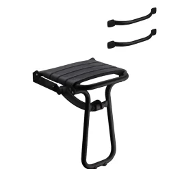 Siège De Douche|Pellet Pack avec siège de douche PMR escamotable noir mat + 2 barres d'appui 42,5 cm