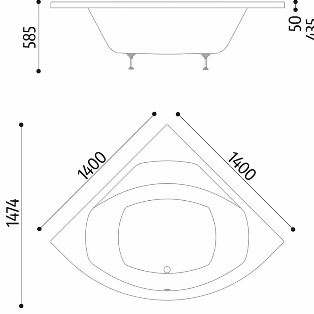 Sanitaire Pack baignoire d'angle 140x140 POP avec tablier