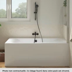 Baignoire Droite|Jacob Delafon Pack baignoire droite 180 x 80 Elise + tablier en angle + vidage