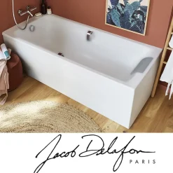 Baignoire Droite|Jacob Delafon Pack baignoire droite 180 X 90 Odéon up + pare bain 2 volets chromé