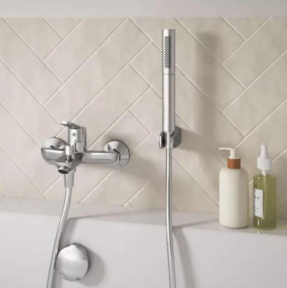 Baignoire Droite|Jacob Delafon Pack baignoire droite 180 x 80 Elise + mitigeur bain douche chromé + vidage