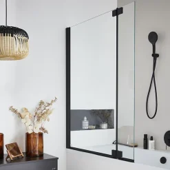 Baignoire Droite|Jacob Delafon Pack baignoire droite 180 X 80 Odéon Up + pare bain 2 volets noir mat