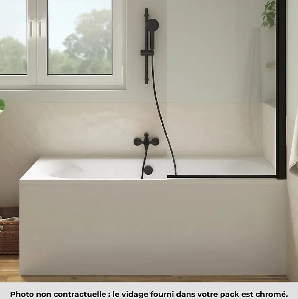 Baignoire Droite|Jacob Delafon Pack baignoire droite 170 x 75 Elise + tablier en angle + vidage