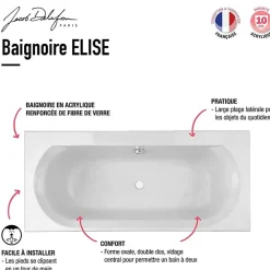 Baignoire Droite|Jacob Delafon Pack baignoire droite 170 x 75 Elise + tablier en angle + vidage