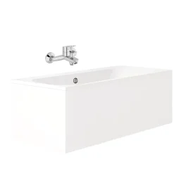 Jacob Delafon Pack baignoire droite 170 x 75 Elise + mitigeur bain douche chromé + vidage