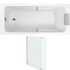 Jacob Delafon Pack baignoire droite 180 X 80 Odéon Up + pare bain 2 volets chromé