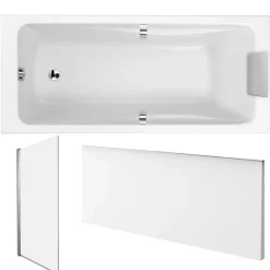 Baignoire Droite|Jacob Delafon Pack baignoire droite Odéon Up + pare bain 1 volet + tablier + vidage