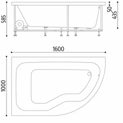 Sanitaire Pack baignoire POP asymétrique 160x100 angle à gauche avec tablier