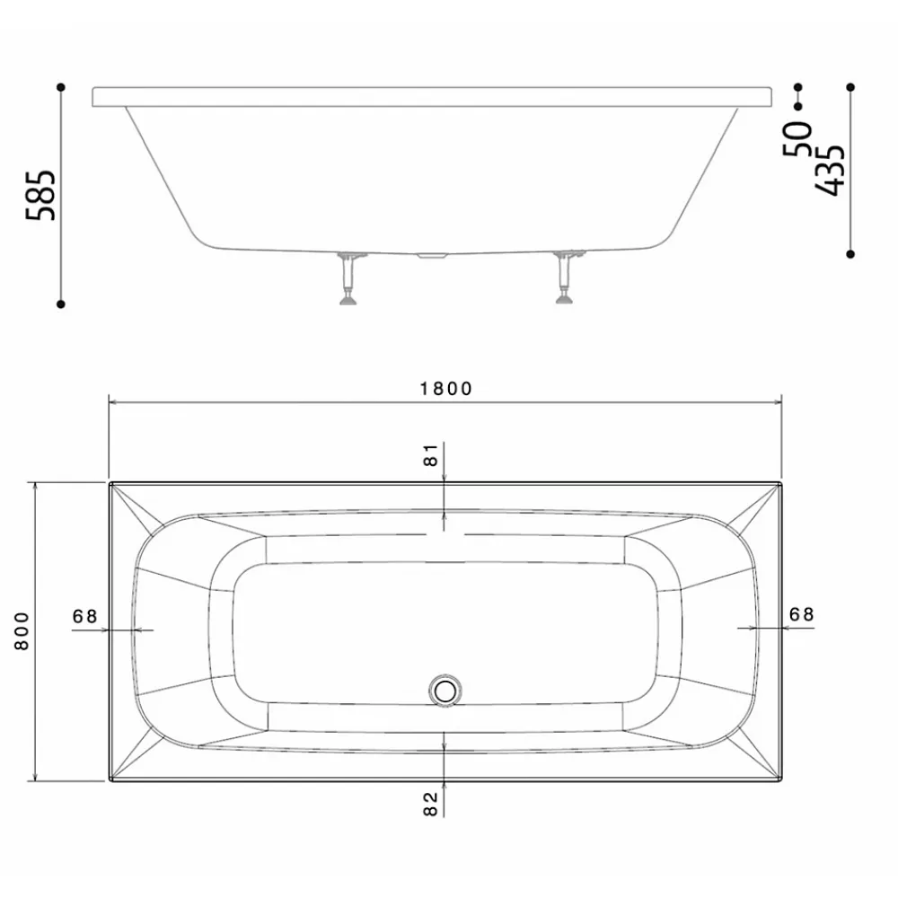 Sanitaire Pack baignoire POP 180x80 avec tablier façade et retour