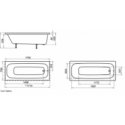 Sanitaire Pack Baignoire POP 170x75 avec tablier façade et retour