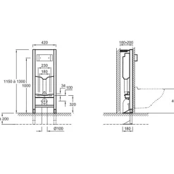 Wc Suspendu|Jacob Delafon Pack bâti support WC autoportant 3/6L + plaque