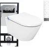 Bernstein Pack Bâti-support + Toilettes Japonais céramique, WC lavant + télécommande - 38,4x59,3x38cm - PRO+ 1102- Plaque 4112 blanc mat