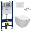 Geberit Pack Bâti-support + WC sans bride Roca Gap + Abattant slim, softclose + Plaque blanche (GAPGEB3)