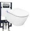 Bernstein Pack Bâti-support G3008 + Toilettes Japonais céramique, WC lavant japonais - 38,4x59,3x38cm - Basic 1102 - Plaque 4111 Noir mat