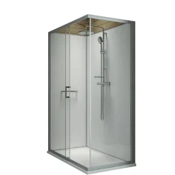 Leda Pack cabine de douche 120 x 90 cm Karamineral 2 porte coulissante + receveur de douche antidérapant