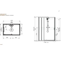 Leda Pack cabine de douche 120 x 90 cm Karamineral 2 porte coulissante + receveur de douche antidérapant