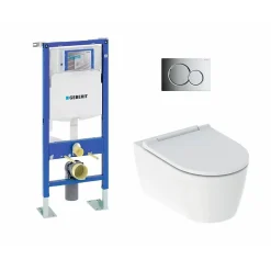 Geberit Pack complet WC UP320 + Cuvette ONE TurboFlush + Plaque Chromé Brillant