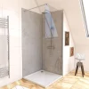 Panneau Mural De Salle De Bains|Galedo Pack de 2 panneaux muraux de salle de bains, gris effet pierre avec profilés chromés, l.90+90 x H.210 x P.0,3 cm, Homestone