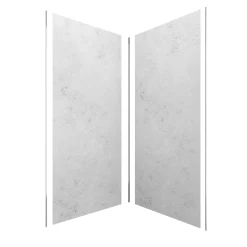 Panneau Mural De Salle De Bains|Galedo Pack de 2 panneaux muraux de salle de bains, gris effet pierre avec profilés chromés, l.90+90 x H.210 x P.0,3 cm, Homestone