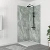Galedo Pack de 2 panneaux muraux de salle de bains, vert effet pierre avec profilés chromés, l.90+90 x H.210 x P.0,3 cm, Homestone
