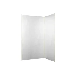 Panneau Mural De Salle De Bains|Galedo Pack de 2 panneaux muraux de salle de bains, blanc effet pierre avec profilés dorés, l.120+90 x H.210 x P.0,3 cm, Homestone
