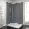Galedo Pack de 2 panneaux muraux de salle de bains, gris foncé avec profilés chromés, l.120+90 x H.210 x P.0,3 cm, Alucolors