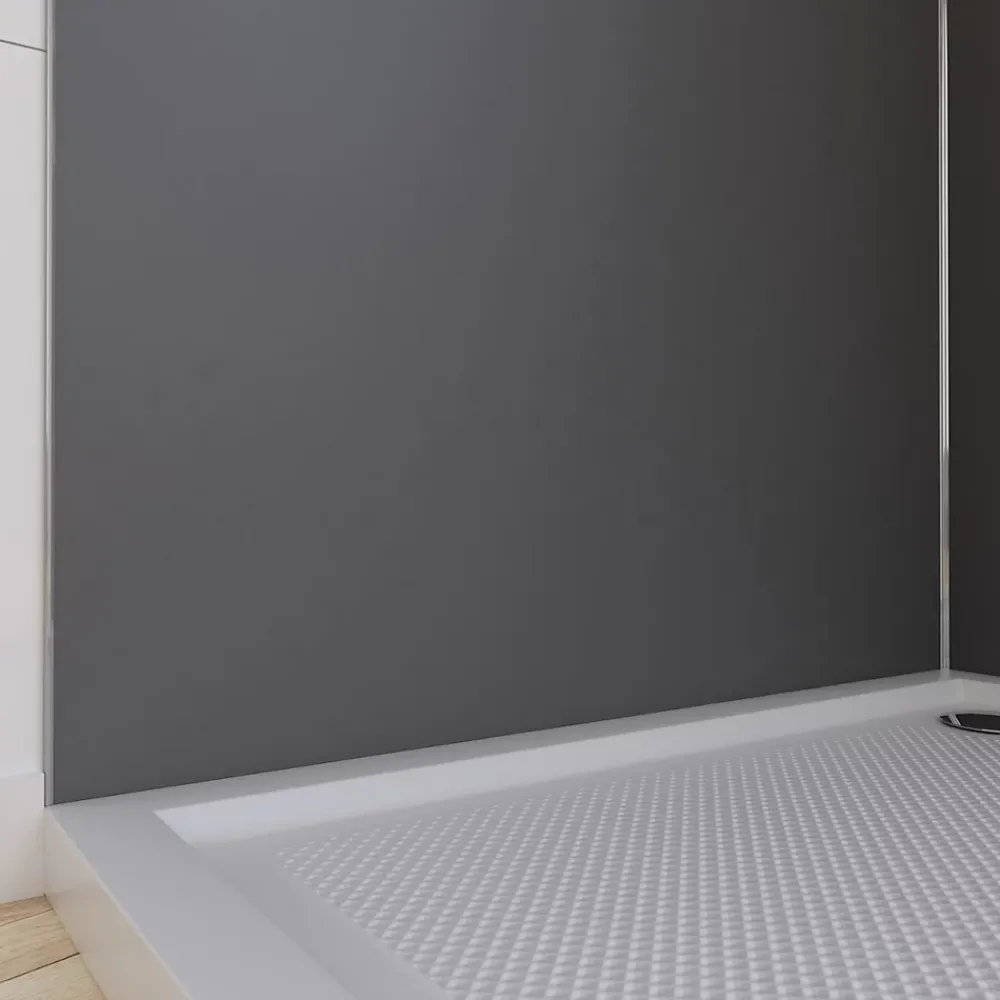 Galedo Pack de 2 panneaux muraux de salle de bains, gris foncé avec profilés chromés, l.90+90 x H.210 x P.0,3 cm, Alucolors