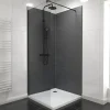 Panneau Mural De Salle De Bains|Galedo Pack de 2 panneaux muraux de salle de bains, gris foncé effet ardoise avec profilés noirs, l.90+90 x H.210 x P.0,3 cm, Homestone