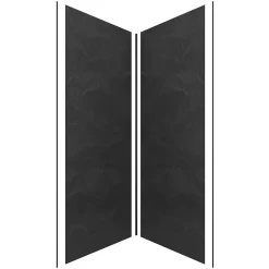 Panneau Mural De Salle De Bains|Galedo Pack de 2 panneaux muraux de salle de bains, gris foncé effet ardoise avec profilés noirs, l.90+90 x H.210 x P.0,3 cm, Homestone