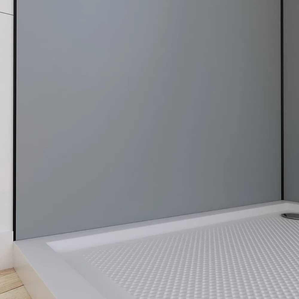 Galedo Pack de 2 panneaux muraux de salle de bains, gris avec profilés noirs, l.90+90 x H.210 x P.0,3 cm, Alucolors