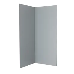 Galedo Pack de 2 panneaux muraux de salle de bains, gris avec profilés noirs, l.90+90 x H.210 x P.0,3 cm, Alucolors