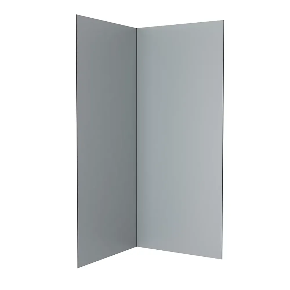 Galedo Pack de 2 panneaux muraux de salle de bains, gris avec profilés noirs, l.90+90 x H.210 x P.0,3 cm, Alucolors