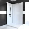 Panneau Mural De Salle De Bains|Galedo Pack de 2 panneaux muraux de salle de bains, blanc avec profilés noirs, l.120+90 x H.210 x P.0,3 cm, Alucolors
