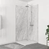 Panneau Mural De Salle De Bains|Galedo Pack de 2 panneaux muraux de salle de bains, gris effet marbre avec profilés chromés, l.90+90 x H.210 x P.0,3 cm, Homestone