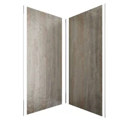 Panneau Mural De Salle De Bains|Galedo Pack de 2 panneaux muraux de salle de bains, marron effet pierre avec profilés chromés, l.90+90 x H.210 x P.0,3 cm, Homestone