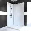 Panneau Mural De Salle De Bains|Galedo Pack de 2 panneaux muraux de salle de bains, blanc avec profilés chromés, l.120+90 x H.210 x P.0,3 cm, Alucolors