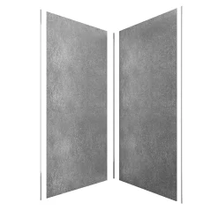 Panneau Mural De Salle De Bains|Galedo Pack de 2 panneaux muraux de salle de bains, gris foncé effet pierre avec profilés chromés, l.90+90 x H.210 x P.0,3 cm, Homestone