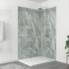 Panneau Mural De Salle De Bains|Galedo Pack de 2 panneaux muraux de salle de bains, vert effet pierre avec profilés chromés, l.120+90 x H.210 x P.0,3 cm, Homestone