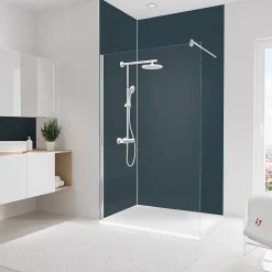 Panneau Mural De Salle De Bains|Schulte Pack de 2 panneaux muraux de salle de bain l.120+90 x H.255 cm, anthracite, DecoDesign