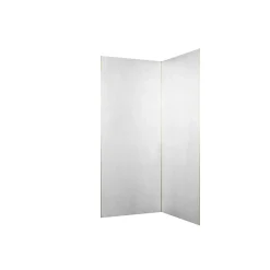 Panneau Mural De Salle De Bains|Galedo Pack de 2 panneaux muraux de salle de bains, blanc effet pierre avec profilés dorés, l.90+90 x H.210 x P.0,3 cm, Homestone