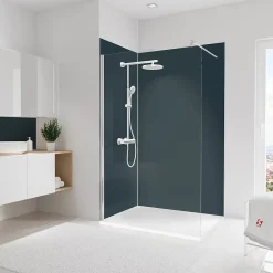 Panneau Mural De Salle De Bains|Schulte Pack de 2 panneaux muraux de salle de bain l.120+90 x H.210 cm, anthracite, DecoDesign