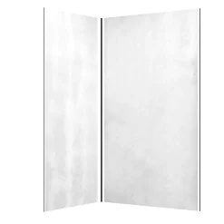 Panneau Mural De Salle De Bains|Galedo Pack de 2 panneaux muraux de salle de bains, blanc effet pierre avec profilés noirs, l.120+90 x H.210 x P.0,3 cm, Homestone