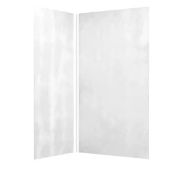 Panneau Mural De Salle De Bains|Galedo Pack de 2 panneaux muraux de salle de bains, blanc effet pierre avec profilés chromés, l.120+90 x H.210 x P.0,3 cm, Homestone